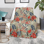 Beige Bohemian Floral Pattern Print Blanket