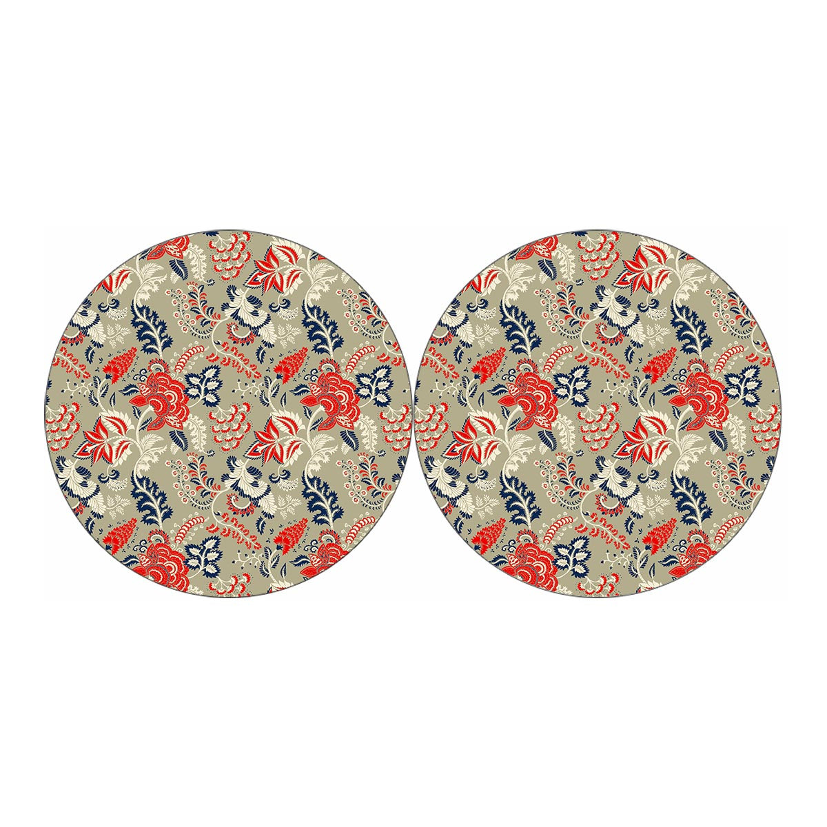 Beige Bohemian Floral Pattern Print Car Coasters