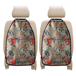 Beige Bohemian Floral Pattern Print Car Seat Organizers