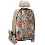 Beige Bohemian Floral Pattern Print Car Seat Organizers