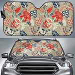 Beige Bohemian Floral Pattern Print Car Sun Shade GearFrost