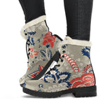 Beige Bohemian Floral Pattern Print Comfy Boots GearFrost