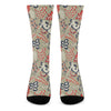 Beige Bohemian Floral Pattern Print Crew Socks