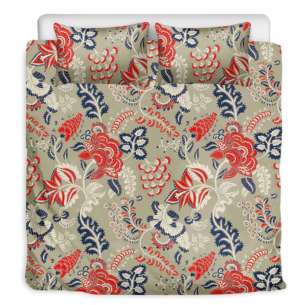 Beige Bohemian Floral Pattern Print Duvet Cover Bedding Set