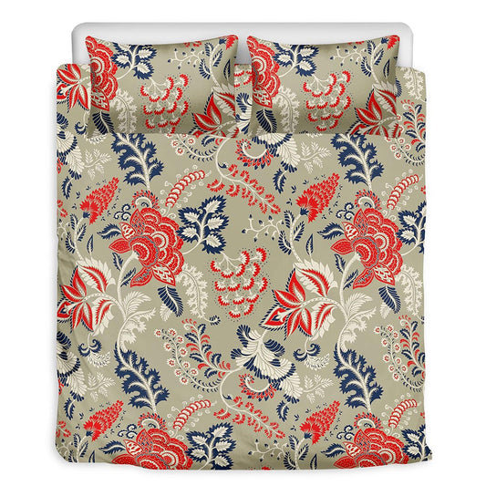 Beige Bohemian Floral Pattern Print Duvet Cover Bedding Set