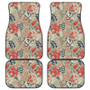 Beige Bohemian Floral Pattern Print Front and Back Car Floor Mats