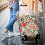 Beige Bohemian Floral Pattern Print Luggage Cover GearFrost