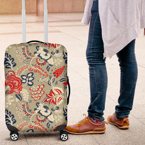 Beige Bohemian Floral Pattern Print Luggage Cover GearFrost