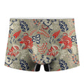 Beige Bohemian Floral Pattern Print Men's Boxer Briefs
