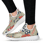 Beige Bohemian Floral Pattern Print Mesh Knit Shoes GearFrost