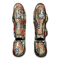 Beige Bohemian Floral Pattern Print Muay Thai Shin Guards