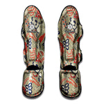 Beige Bohemian Floral Pattern Print Muay Thai Shin Guard