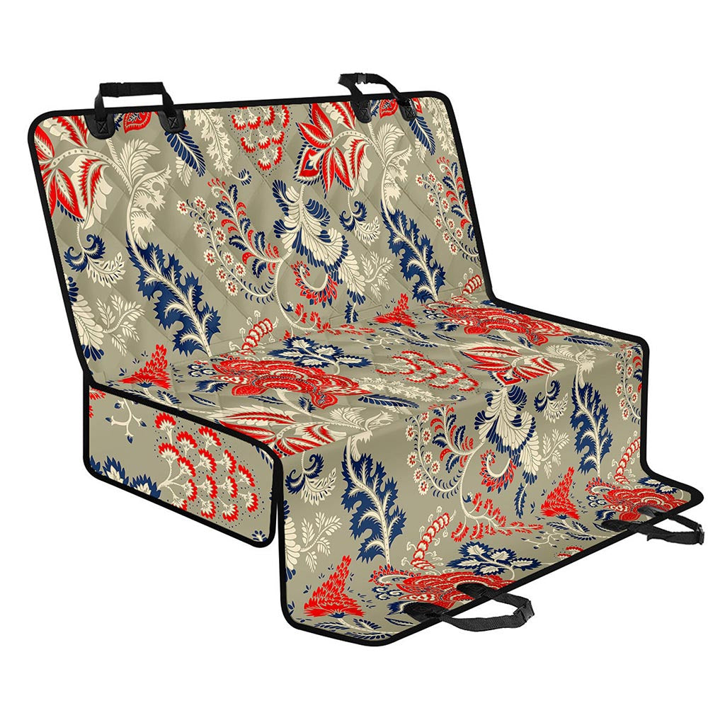 Beige Bohemian Floral Pattern Print Pet Car Back Seat Cover