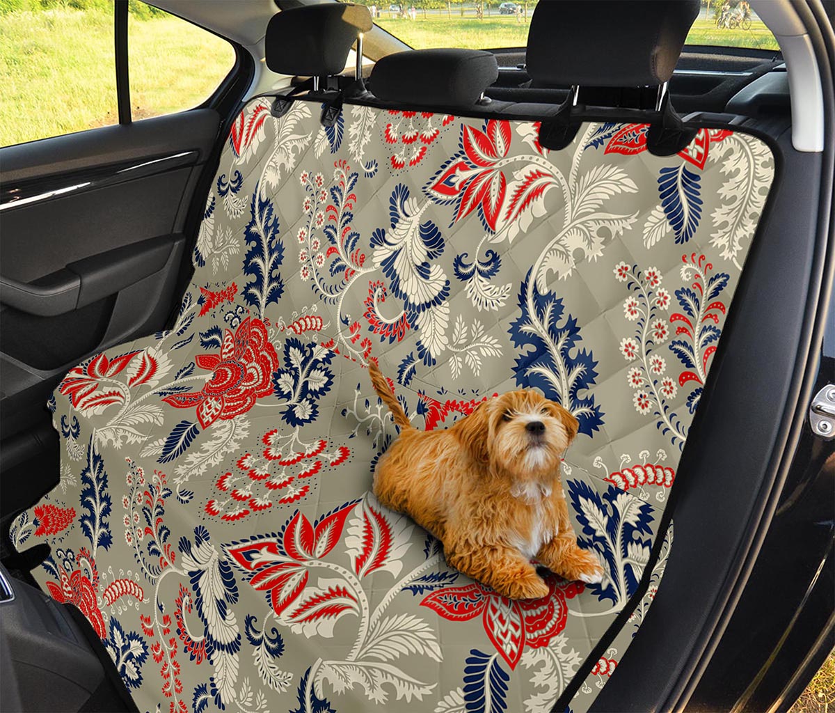 Beige Bohemian Floral Pattern Print Pet Car Back Seat Cover