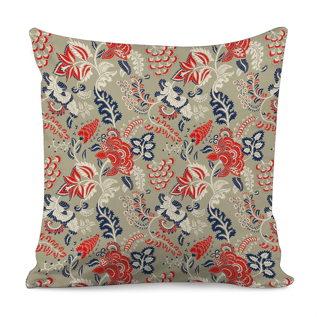 Beige Bohemian Floral Pattern Print Pillow Cover