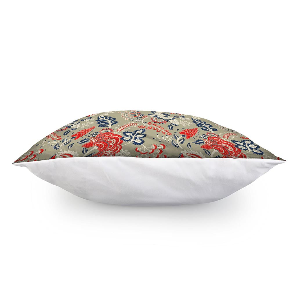 Beige Bohemian Floral Pattern Print Pillow Cover