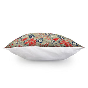 Beige Bohemian Floral Pattern Print Pillow Cover