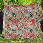 Beige Bohemian Floral Pattern Print Quilt