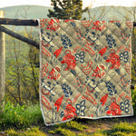 Beige Bohemian Floral Pattern Print Quilt