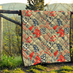 Beige Bohemian Floral Pattern Print Quilt