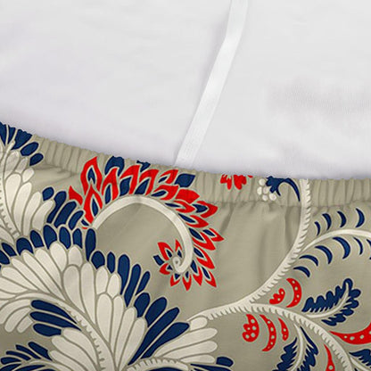 Beige Bohemian Floral Pattern Print Sofa Cover