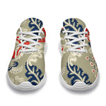 Beige Bohemian Floral Pattern Print Sport Shoes GearFrost