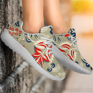 Beige Bohemian Floral Pattern Print Sport Shoes GearFrost