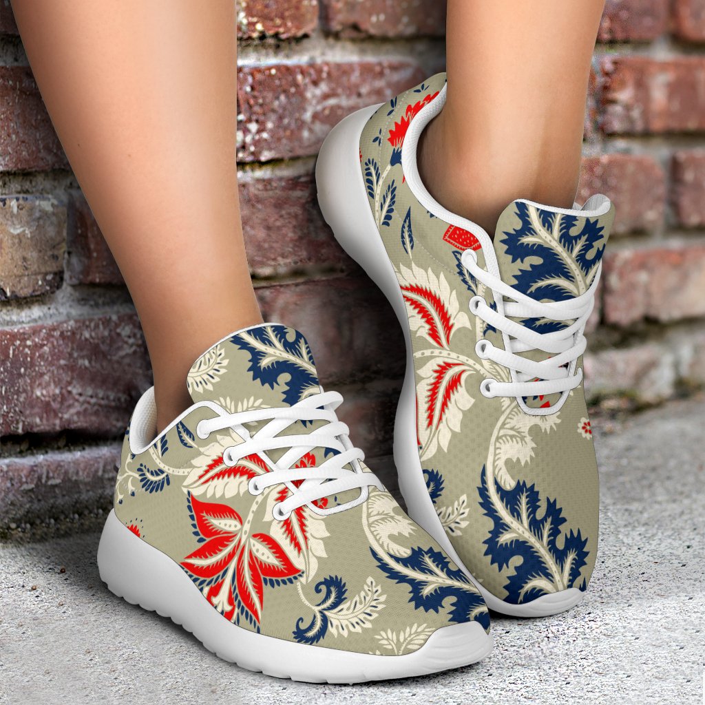 Beige Bohemian Floral Pattern Print Sport Shoes GearFrost