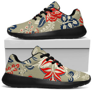 Beige Bohemian Floral Pattern Print Sport Shoes GearFrost