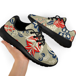 Beige Bohemian Floral Pattern Print Sport Shoes GearFrost