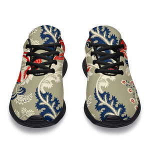 Beige Bohemian Floral Pattern Print Sport Shoes GearFrost