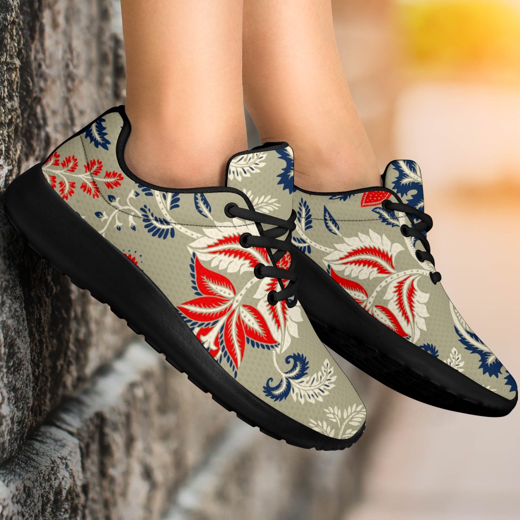 Beige Bohemian Floral Pattern Print Sport Shoes GearFrost