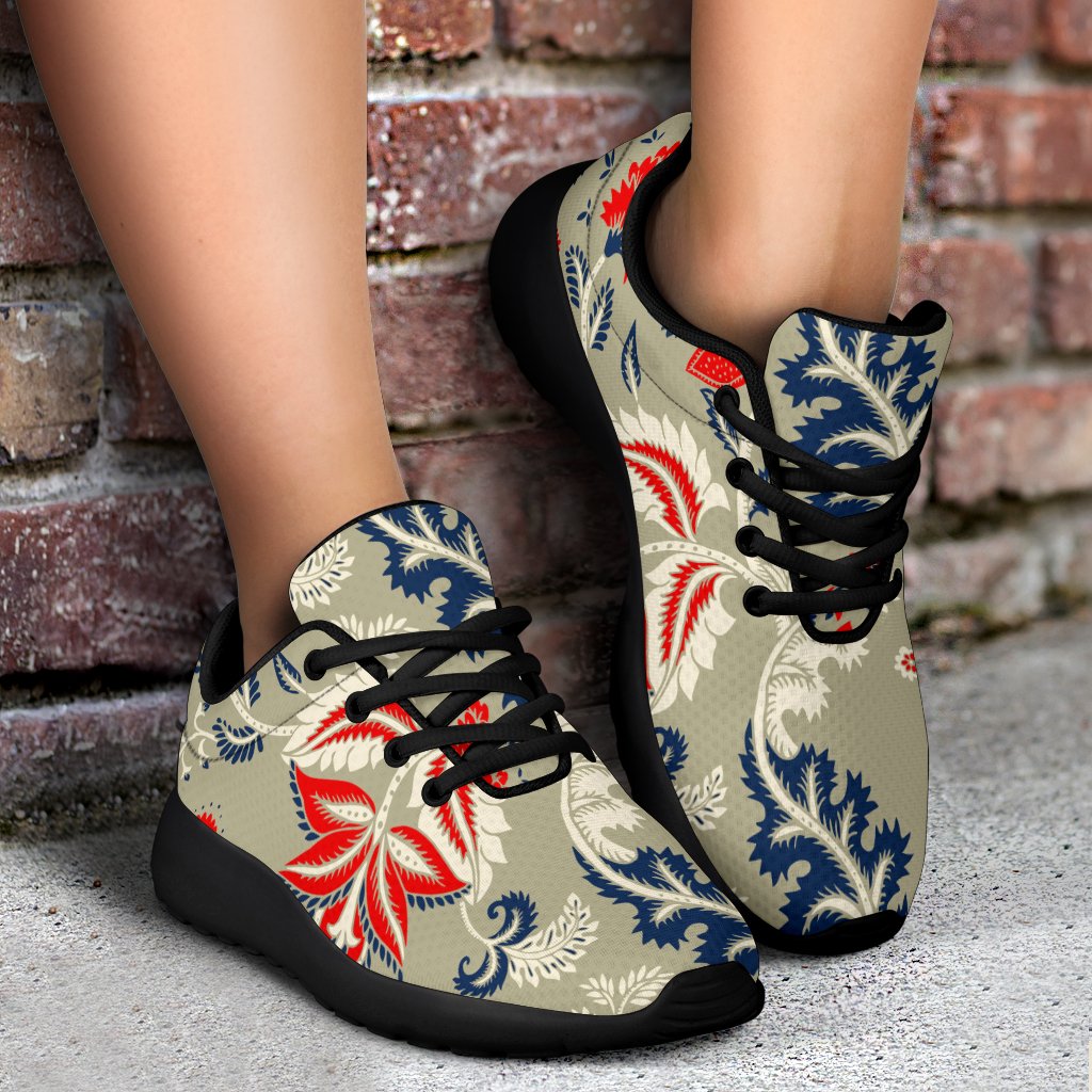 Beige Bohemian Floral Pattern Print Sport Shoes GearFrost