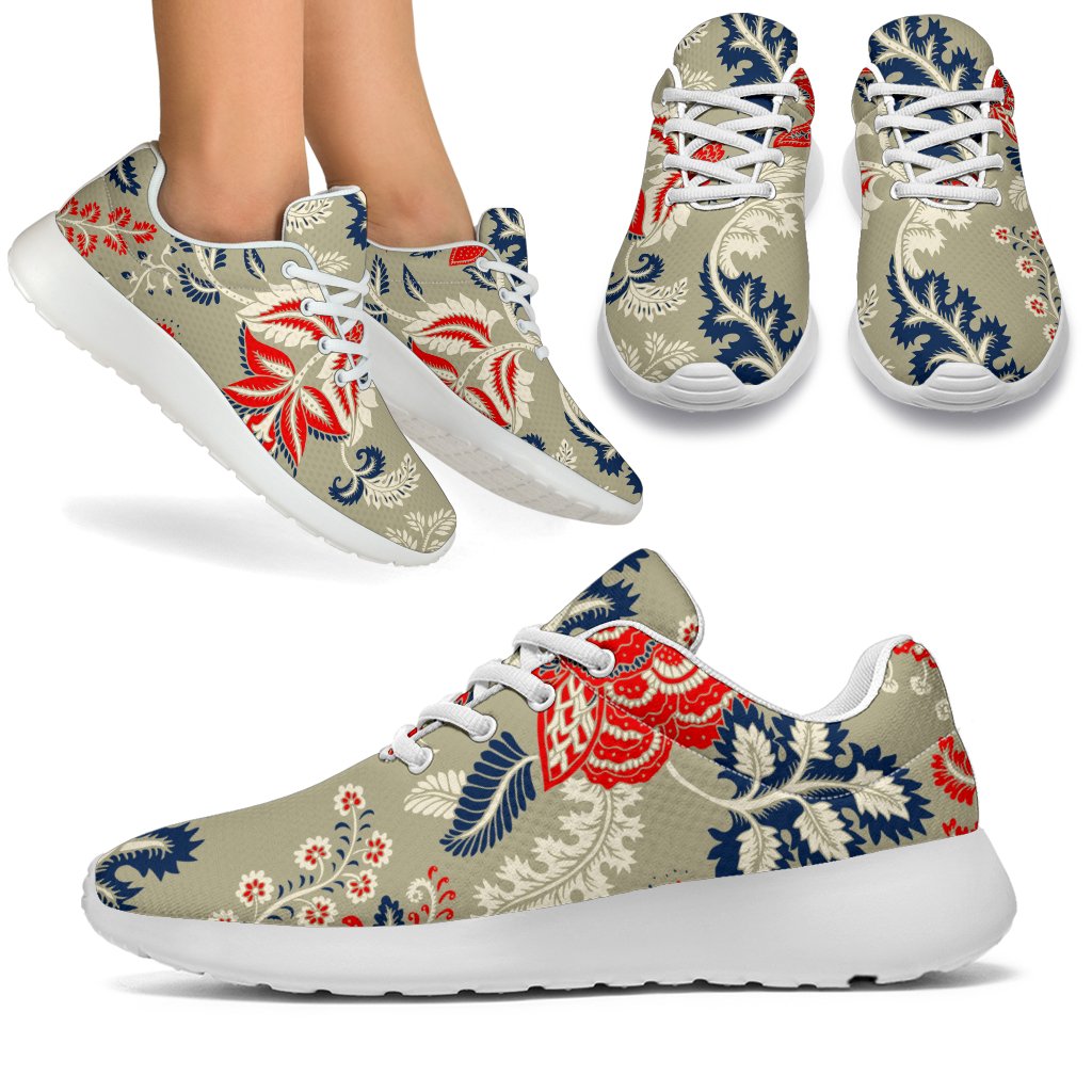 Beige Bohemian Floral Pattern Print Sport Shoes GearFrost