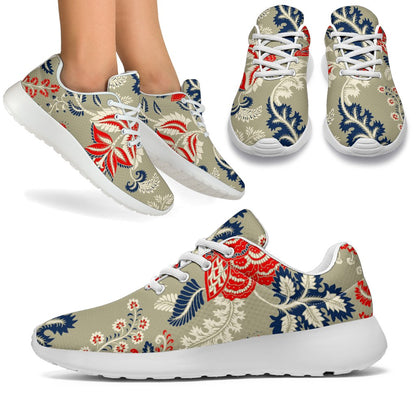 Beige Bohemian Floral Pattern Print Sport Shoes GearFrost
