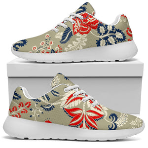 Beige Bohemian Floral Pattern Print Sport Shoes GearFrost