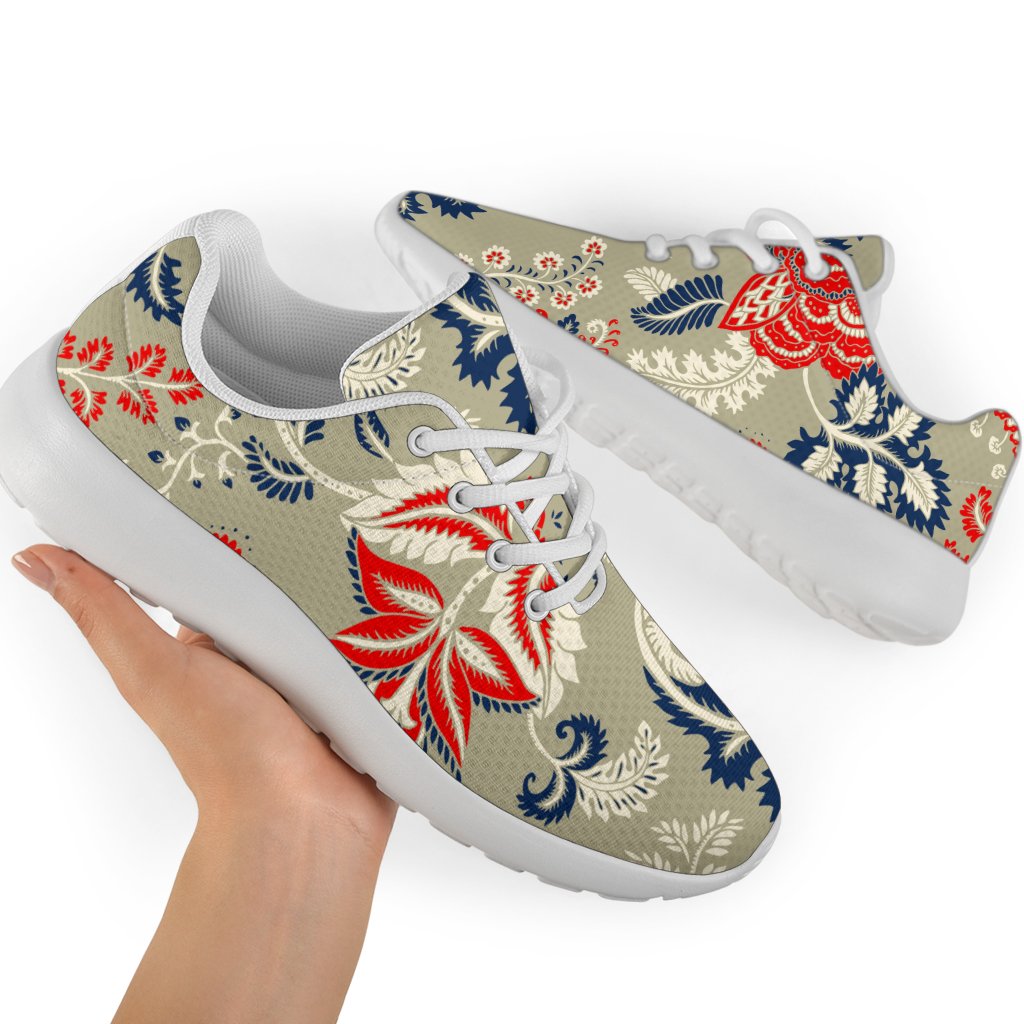 Beige Bohemian Floral Pattern Print Sport Shoes GearFrost