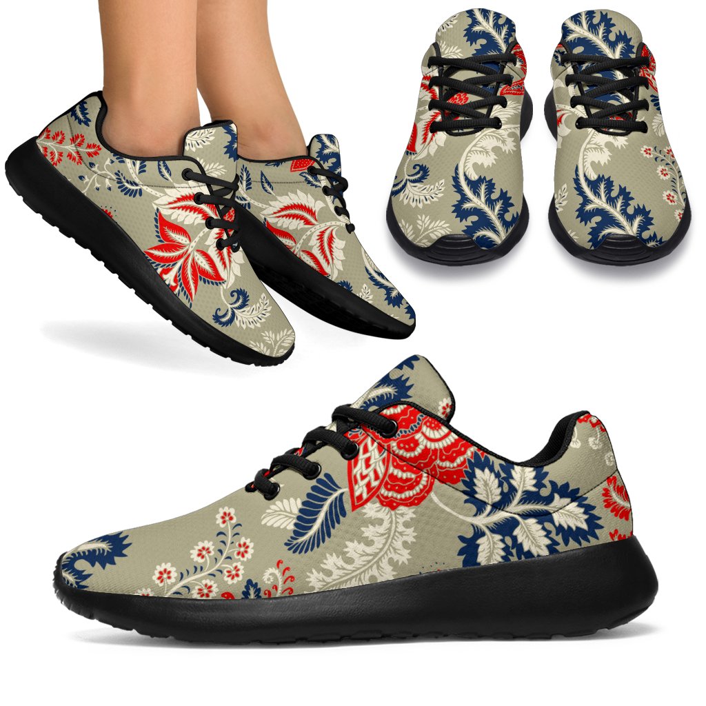 Beige Bohemian Floral Pattern Print Sport Shoes GearFrost