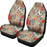 Beige Bohemian Floral Pattern Print Universal Fit Car Seat Covers