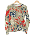Beige Bohemian Floral Pattern Print Women's Crewneck Sweatshirt GearFrost