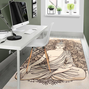 Beige Buddha Mandala Print Area Rug GearFrost