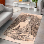 Beige Buddha Mandala Print Area Rug GearFrost