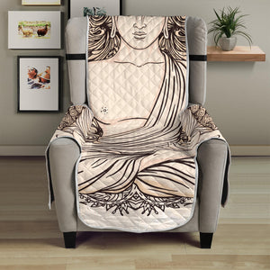 Beige Buddha Mandala Print Armchair Protector