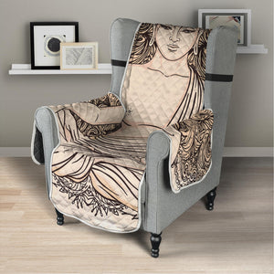 Beige Buddha Mandala Print Armchair Protector