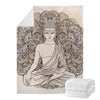 Beige Buddha Mandala Print Blanket