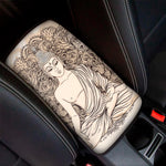 Beige Buddha Mandala Print Car Center Console Cover