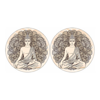 Beige Buddha Mandala Print Car Coasters