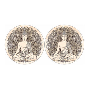 Beige Buddha Mandala Print Car Coasters