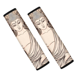 Beige Buddha Mandala Print Car Seat Belt Covers