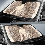 Beige Buddha Mandala Print Car Sun Shade GearFrost